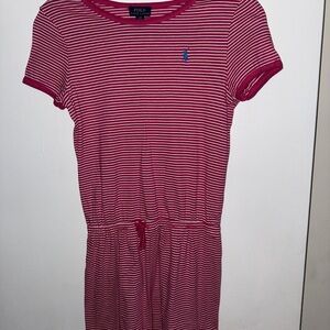 Polo Ralph Lauren Fuchsia Striped Knit Drawstring Dress